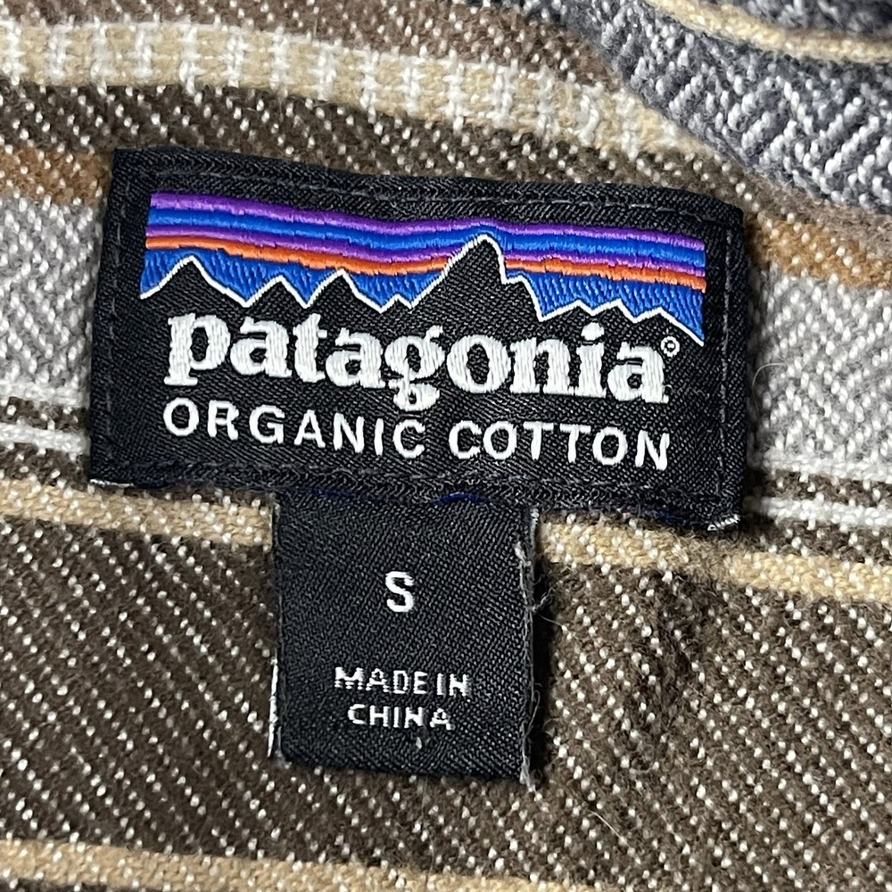 Patagonia Organic Cotton Men's S Button Front Flannel‎ Stripe Long Sleeve Shirt - Picture 4 of 8